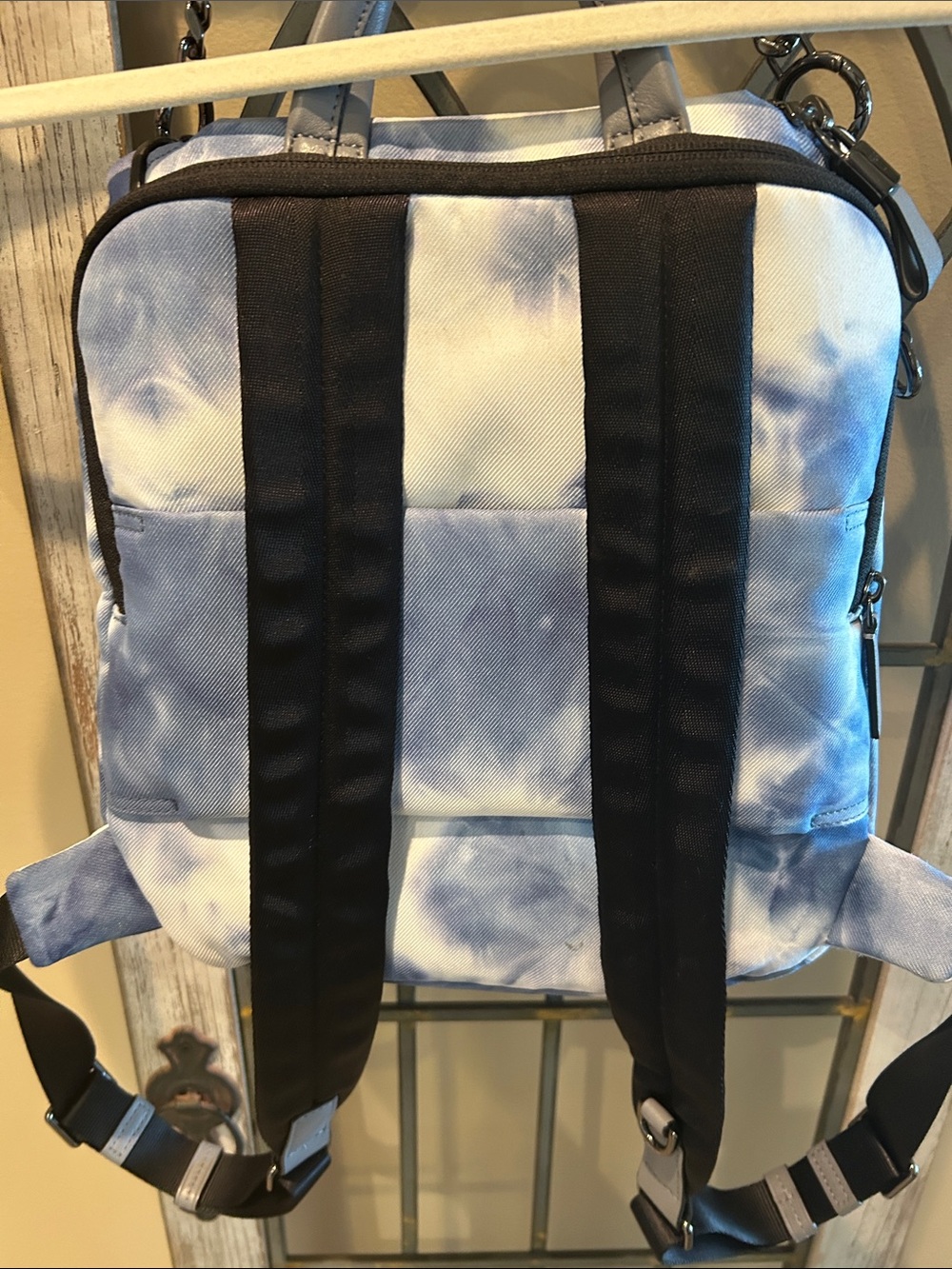 Tumi Blue and White Tie-Dye Convertible Backpack - Picture 8 of 12